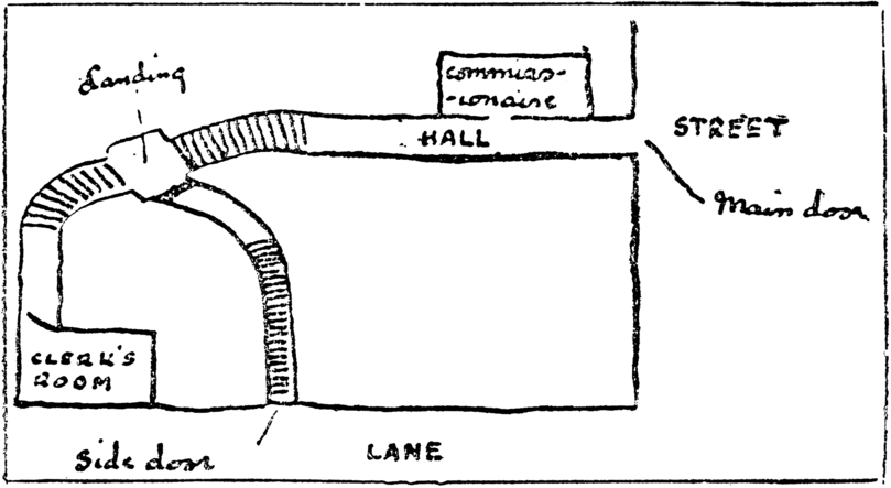 Sketch of the building showing rooms and corridors